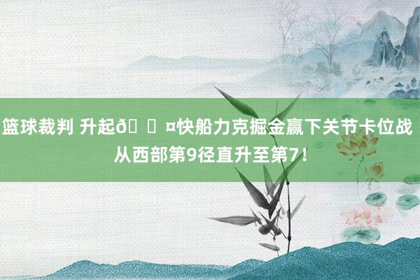 篮球裁判 升起😤快船力克掘金赢下关节卡位战 从西部第9径直升至第7！