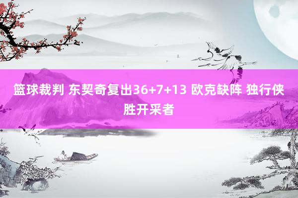 篮球裁判 东契奇复出36+7+13 欧克缺阵 独行侠胜开采者