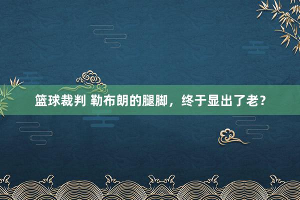 篮球裁判 勒布朗的腿脚，终于显出了老？