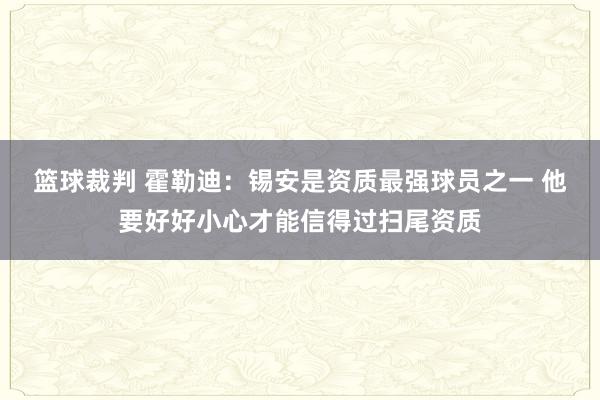 篮球裁判 霍勒迪：锡安是资质最强球员之一 他要好好小心才能信得过扫尾资质